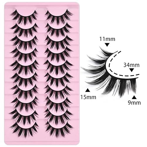 10 Pairs Manga Lashes Anime Cosplay Lashes Spiky Manga Style Lashes Janpanese 16mm Extension Natural Manhua Doll Eye Lashes Halloween/Party Makeup Look by AUGENLI (A3) thumbnail 2