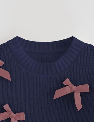 Vimida Women's Sweaters Knitted Crewneck Puff Bubble Short Sleeve Pullover Tops Casual Bow T Shirts Chic Blouses thumbnail 4