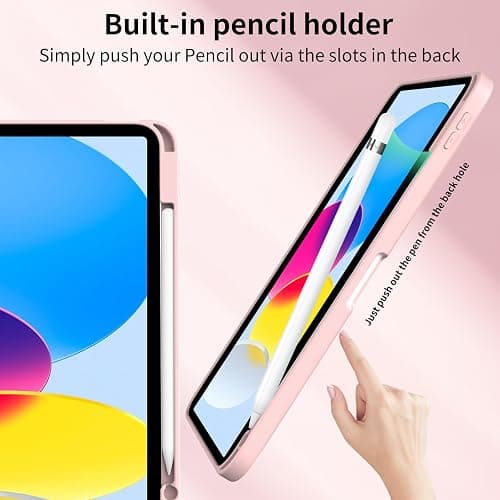 Lsmmpoba Hülle für iPad (A16) 11. Generation 2025/ iPad 10. Generation mit Stifthalter 10.9 Zoll Modell 2022, Stoßfeste Schutzhülle mit transparenter Hartschale auf der Rückseite, Rosa thumbnail 6