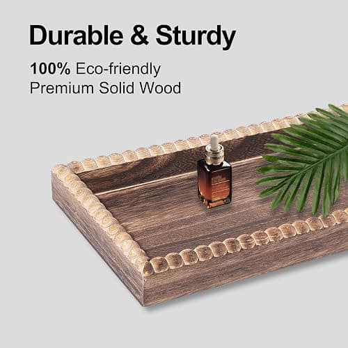 BDBDYEAY Bathroom Countertop Organizer, 2 Tier Vanity Organizer and Storage for Cosmetic Skincare Perfume, Wood Bead Storage Shelf for Bathroom Kitchen Coffee Station thumbnail 5