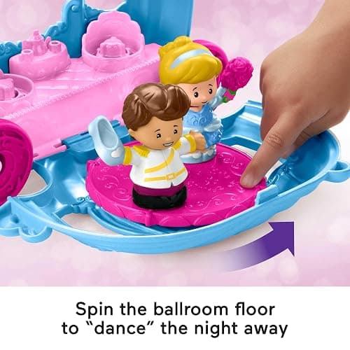 Fisher-Price Little People Toddler Toy Disney Princess Cinderella’s Dancing Carriage Playset with Figures for Pretend Play Ages 18+ Months, HGP76 thumbnail 4
