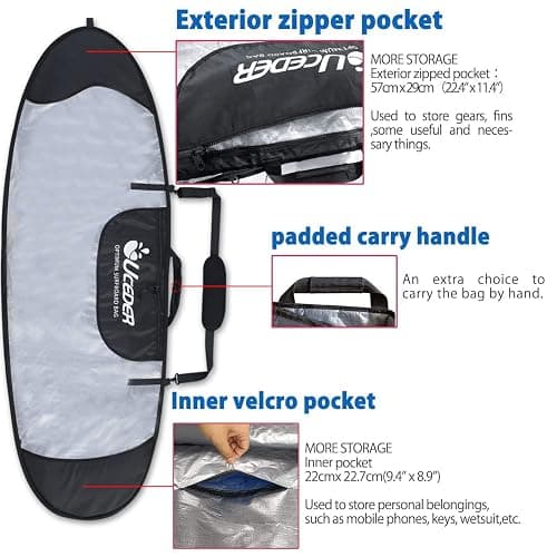 UCEDER Surfboard Cover and Surfboard Storage Bag for Outdoor Travel,5'0"-9'10" Surfboard Bag,Maximum Protection for Your Surfboard thumbnail 6