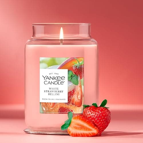Yankee Candle White Strawberry Bellini, Scented Candle, 22oz Large Jar with up to 150 Hour Burn Time, Giftable thumbnail 2