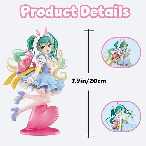 Anime Style Twin-Tail Girl Action Figures Set, 8.27 Inch Cute Dress Collectible Figurines with Display Base, PVC Cartoon Character Statues for Desk Decor Gift (2PCS) thumbnail 3