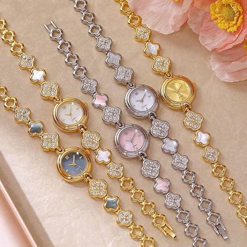ADSBIAOYE Watches for Women Dainty Four Leaf Chain Bracelet Vintage Small Ladies Fashion Dress Quartz Watch Waterproof Luxury Gift Watch thumbnail 5