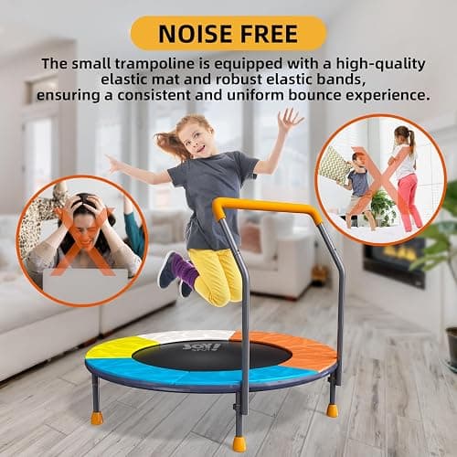 3FT Foldable Trampoline for Kids - 36” Mini Small Trampoline with Handle Bar, Height-Adjustable, Max Load 100LBS, Ideal for Toddler Baby Jumping Mats & Outdoor Workout Adventures - 36" Toddler Trampoline thumbnail 9