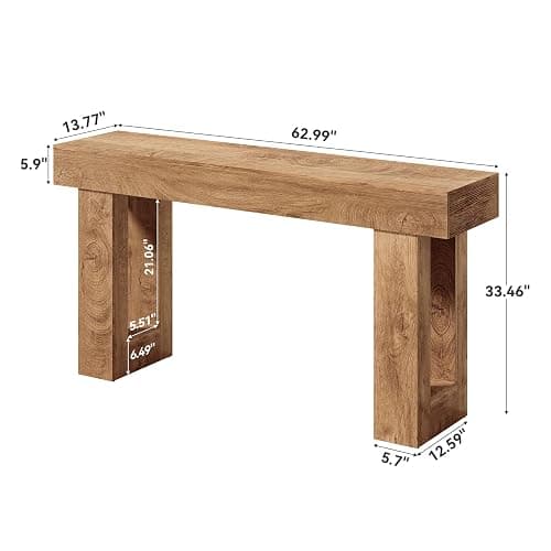 LITTLE TREE 63 Inches Long Console Table for Entryway, Sofa Table Behind Couch, Wooden Entry Table Foyer Hallway Table, Industrial Console Sofa Table for Living Room, Oak Color thumbnail 7