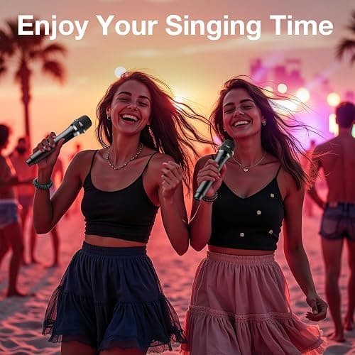 Wireless Microphone,Professional Dual Handheld Cordless Dynamic Mic System with Rechargeable Receiver,Karaoke Microphone Set for Singing, Karaoke, Wedding, DJ, Party, Speech,Church,Class Use,PA System thumbnail 2