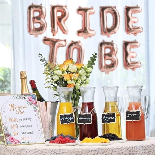 NETANY Set of 4 Glass Carafe with Lid, 1 Liter Beverage Serveware Carafe, Clear Glass Pitcher for Mimosa Bar, Brunch, Cold Water, Juice, Milk, Iced Tea, Lemonade thumbnail 6