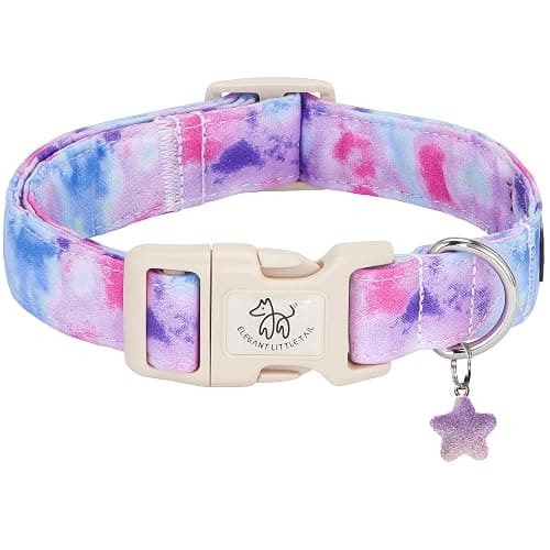 Elegant little tail Dog Collar - Colorful Print Dog Collars Cute Spring Puppy Adjustable Pet Collars with Sturdy Quick Release Buckle for Medium Dogs - Image 1