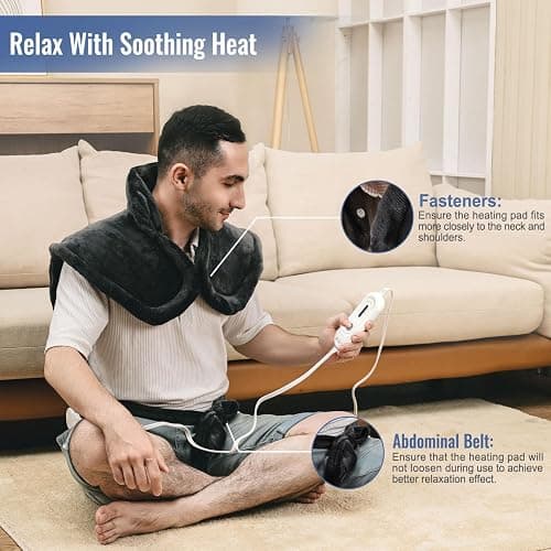 Tefici Heating Pad for Back Pain,Birthday Christmas Gifts for Mom Men,FSA Eligible Items Only List,24'' x33''Fast Heating, Electric Heat Pad, 2H Auto-Off,Neck and Shoulder Heat Pad,ETL Certified,Gray thumbnail 6