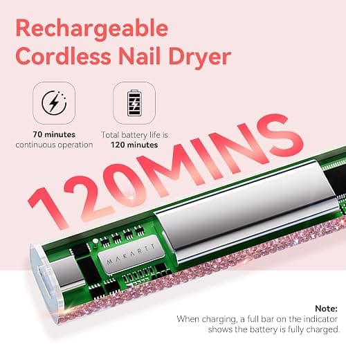 Makartt UV Nail Lamp, Handheld Flash Cure Lamp with Painless Mode 800mAh Rechargeable Portable Nail Light with LCD Display & 3 Timers for Home & Salon DIY(Diamond) thumbnail 3