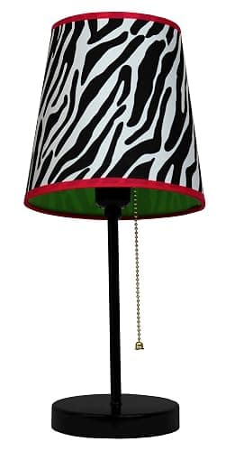 Simple Designs LT3000-ZBA Fun and Funky Zebra Print Shade Metal Table Lamp, Black - Image 1