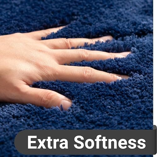 DEXDE Bathroom Rugs Mat, Soft Plush Shaggy Microfiber Bath Rug Non Slip Bath Mats for Bathroom Floor Machine Washable Absorbent Carpet for Shower Tub, Navy Blue 20"x32" - 1'8" x 2'8" (Rectangular) - Blue thumbnail 4