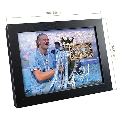 sufenvera Signed Erling Haaland Framed Poster,Erling Haaland Film Photo Collage Display,Gifts for Soccer Fans on Birthday Christmas 8x6 Inches thumbnail 6