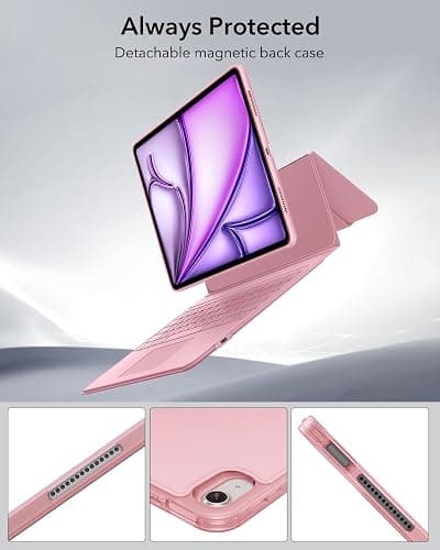 ESR iPad Air 13 Inch Case Keyboard (M3/M2, 2025/2024), Keyboard Case with Trackpad, Magnetic Detachable Keyboard with Backlit Keys, Fully Adjustable Portrait/Landscape Stand, Ascend Series, Pink thumbnail 6