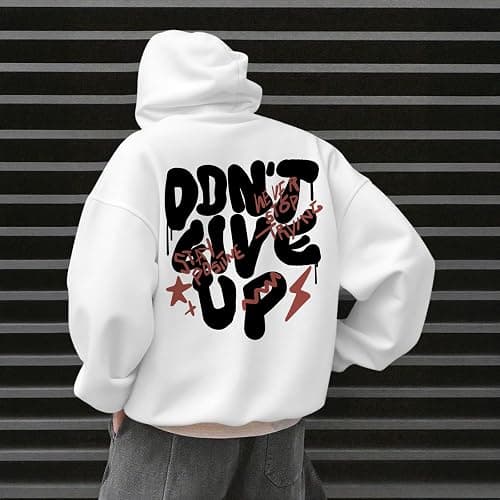 Wedsadl Graphic Streetwear Hoodies For Men Vintage Hoodie Inspirational Sweatshirts Positive Letter Print Cotton Pullover thumbnail 5