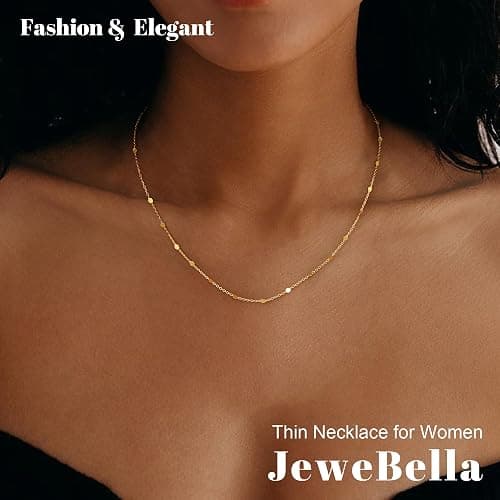 JeweBella Kette Gold Damen Wasserfest Halskette Damen Gold Kette/Herz/Kugel/Rund/Perlenkette 18K Goldkette Silberkette Dünn Choker Kette Damen Silber/Gold Schmuck Geschenke thumbnail 3