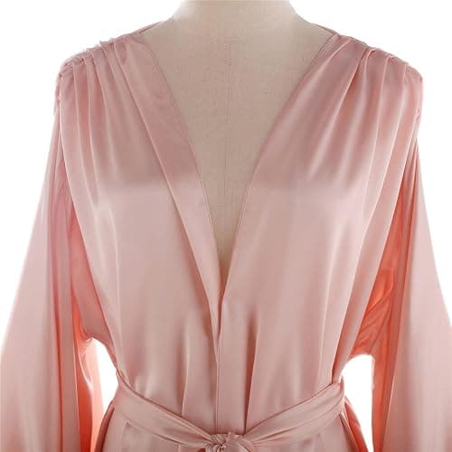 Daily Life Mall Women's Feather Bridal Robes Old Hollywood Maternity Photoshoot Nightgown Silk Bathrobe Long Lingerie - Large - G-burgundy thumbnail 5
