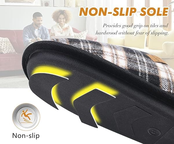 COFACE Unisex Mens Womens Cozy Memory Foam Scuff Slippers Casual Slip On Warm House Shoes Indoor/Outdoor Sandal Slippers With Arch Support Rubber Sole Size 4-15 thumbnail 4