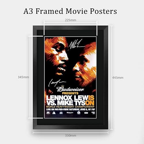 HWC Trading FR A3 Lennox Lewis vs. Mike Tyson Gifts Printed Signed Autograph Poster for Boxer Memorabilia Fans - A3 Framed thumbnail 2