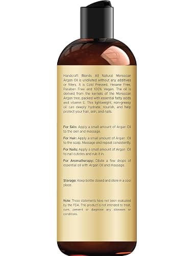 Handcraft Blends Moroccan Argan Oil - 8 Fl Oz - 100% Pure and Natural - Premium Grade Carrier Oil for Skin and Hair - Hair and Body - Massage - Cold-Pressed thumbnail 2