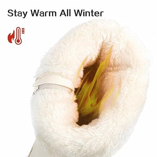 Viapipa Winter Boots for Women Waterproof, Snow Boots for Women, Womens Mid Calf Low Heel Zip Up Anti-Slip Warm Booties Comfortable for Outdoor Walking Hiking thumbnail 5