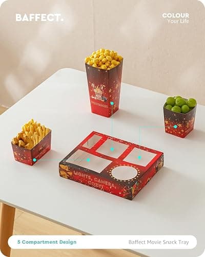 Baffect Movie Night Snack Trays 100pcs Include 20 Movie Night Trays, 20 Popcorn Boxes, 20 Salad Bowls, 20 Nacho Bowls, 20 Movie Party Invitations, Outdoor Movie Night Supplies For Nacho Bar thumbnail 4