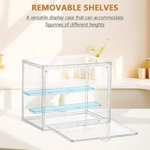 LXLXXL Small Acrylic Display Case for Collectibles 3 Layer Adjustable Display Case with Magnetic Door Clear Stackable Display Box for Mini Figures, 2 Pack thumbnail 5