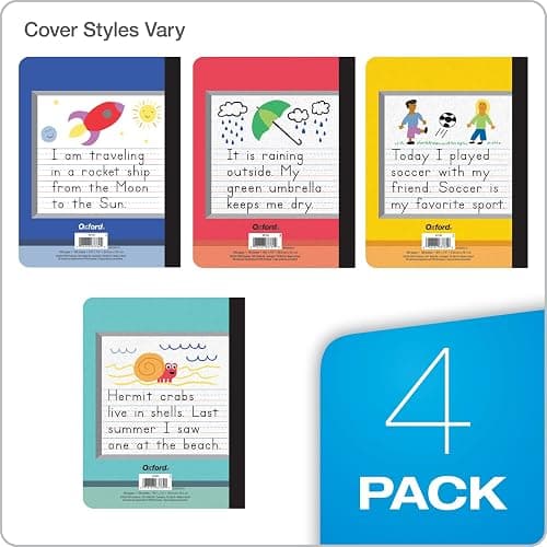 Oxford Primary Composition Notebooks, Kids Handwriting & Drawing Story Journal, Pre-K, Grades K-2, 100 Sheets/200 Pages, 9 3/4 x 7 1/2, (63784) (Pack of 4) thumbnail 7