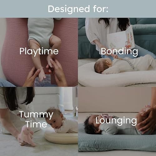 Snuggle Me® Baby Lounger Curve (0-6 Months) - Premium Organic Cotton with Foam Core, Machine-Washable Cover, Buttery-Soft & Breathable Infant Lounger with Travel Bag (30 in x 20 in x 1.9 in) - Natural thumbnail 4