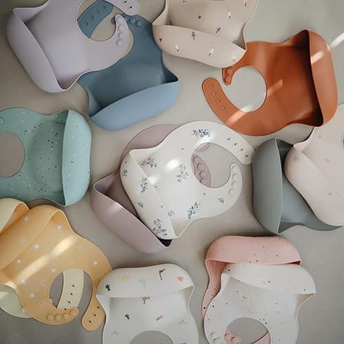 mushie Silicone Baby Bib | Adjustable Fit Waterproof Bibs (Planets) thumbnail 8