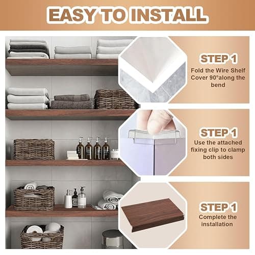 5 Pcs Wire Rack Covers 24x12x3 inch PVC Pantry Shelf Cover 0.31 inch Thick Removable Closet Wire Rack Shelf Covers,Decoration Kitchen Bathroom Office Shelving(Walnut Color,24x12x3 inch) thumbnail 6