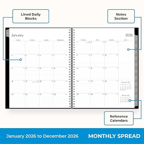 Blue Sky 2026 Weekly and Monthly Planner Calendar, Includes January 2026 - December 2026, 8.5" x 11", Flexible Cover, Wirebound, Laminated Tabs, Storage Pocket, Enterprise thumbnail 4