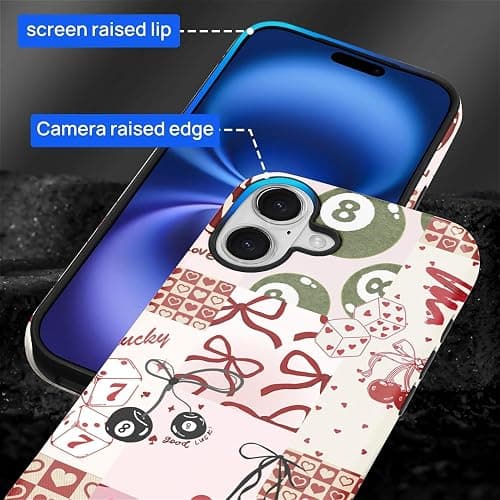 ZHEGAILIAN Case for iPhone 17,Durable Drop Protection Shockproof Silicone + Hard PC 2 in 1 Hybrid Protective Cover with Stylish Pattern Design - Retro Collage 8 Ball Cherry thumbnail 6