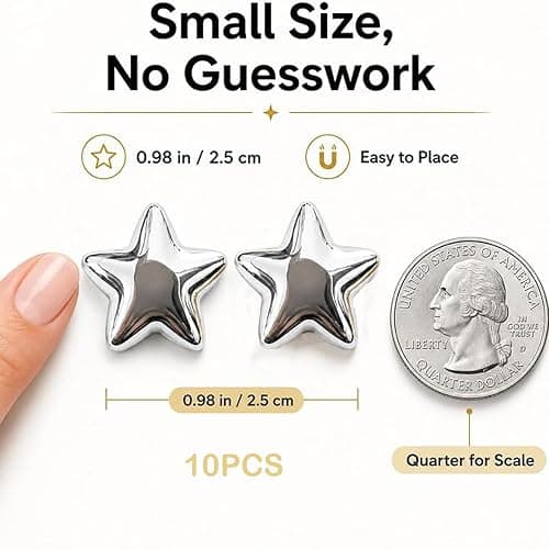 10 Pcs Refrigerator Magnets, Adorable Silver Star-Shaped Fridge Magnets for Creating Star Designs, Perfect for Adorning Refrigerators, Offices and Homes, Kitchen and Office Decor thumbnail 7