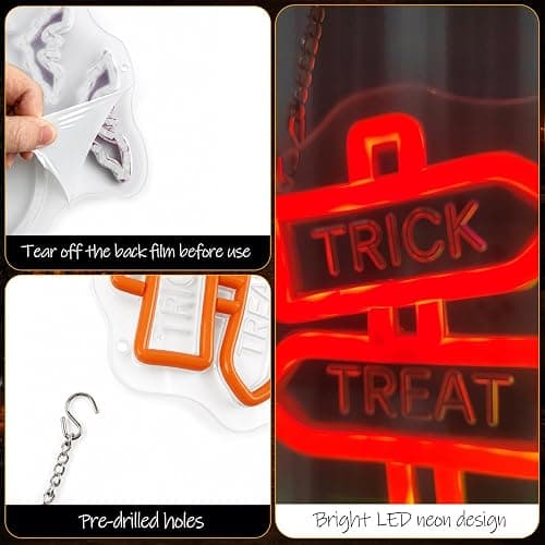 Halloween Neon Sign,Corner Ghost Decor,L-Shaped,15.7 * 12.9inch,USB Powered | Halloween Ghost Light, Hanging Sign for Window/Wall/ Door,Halloween Decorations with Bat/Moon/Cobweb, No Batteries Required thumbnail 7