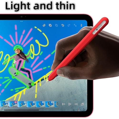 Silicone Cover Sleeve for Apple Pencil USB-C Ultra Thin Case for Pencil USB C Accessories Soft Ipad Grip Case (Black+White) thumbnail 6
