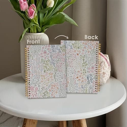 Wheatwin Cute Notebook, Aesthetic Spiral Notebook Journal for Women | Floral Pastel Pretty Hardcover Spiral Notebook for School, Pink Journal for Teen Girls Nurses Teacher 5.5x8.3 thumbnail 5