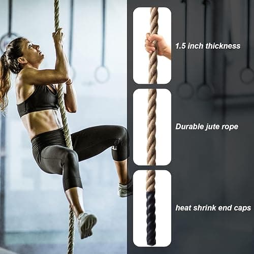 Keepark Climbing Rope 1.5 Inch Diameter 10FT 15FT 20FT 25FT 30FT 35FT Gym Climbing Rope for Fitness & Strength Training, Workout Exercises Climbing Rope for Adults Kids Outdoor or Home Indoor thumbnail 8