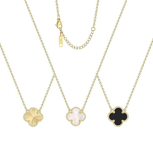 AIPPK Clover Pendant Necklace Set for Women 18K Gold Plated Four Leaf Clover Necklace Lucky Simple Jewelry Gifts for Women 3Pcs - Image 1