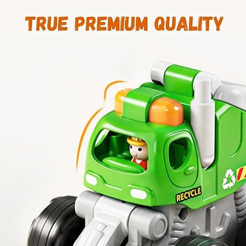 iPlay, iLearn Stunt Construction Trucks for Toddlers 1-3, Baby Friction Car | Kids Pull Back Push Go Vehicle Set, Boys Digger Roller Dump Truck, Birthday Gift for 12 18 Months, 2 3 4 5 One Yrs Girl Child thumbnail 5