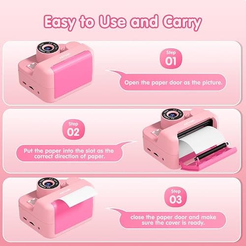 Kids Instant Print Selfie Camera for Girls,1080P HD Digital Camera for Kids with Print Paper & 32GB Card, Christmas Birthday Gifts Kids Toys for 3-12 Years Old (Pink) thumbnail 6