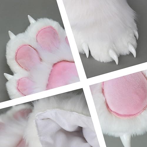 NexinEstic Therian Paws Comfy Furry Paws Faux Fur Fursuit Paws, Therian Stuff Therian Gear, Cat Paw Gloves with Claws Cosplay thumbnail 5