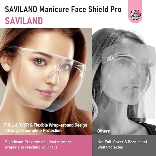 SAVILAND Nail Face Mask for Nail Drill: Salon Clear Visibility & Comfortable Wear Full Face Mask Splash Resistant Quicker DIY Nail Art Tools for Nail Artists Enthusiasts Technicians Salon Studio thumbnail 4