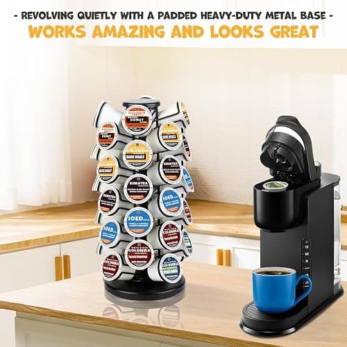 BLACKSMITH FAMILY K Cup Holders,K Cup Holder, K Cups Holder,K Cup Carousel, Coffee Pods Holder Storage Organizer Stand,No Assembly Required,Black (Capacity of 40 Pods, Black) thumbnail 6