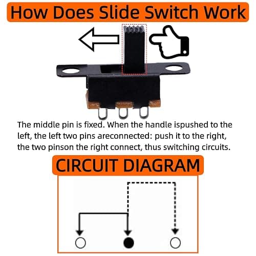 EGSCST 150PCS Micro Mini Slide Switch SPDT 1p2t Toggle Switches 2 Position 3 Pin On-Off Dip Vertical Panel Mount High Knob for Arduino PCB Breadboard and Electronic Project - SS12F15 5mm DC 50V 0.5A thumbnail 4