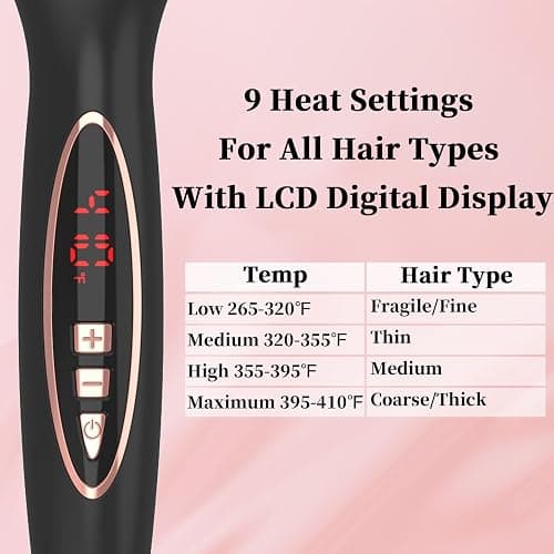 PHOEBE New Upgrade 1.5 Inch Thermal Brush Create Loose & Volume Curls Digital Display 9 Heat Settings Tourmaline Ionic Hair Curler 1 1/2 Inch Curling Iron Brush Dual Voltage for Traveling thumbnail 5