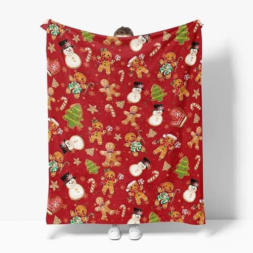 Horaldaily Christmas Red Gingerbread Flannel Throw Blanket 50x60 | All Season Using Ultra Soft Fuzzy Plush Cozy Non-shedding Blanket for Couch Sofa Bed Camping, Ideal Gift for Kids Adults thumbnail 4