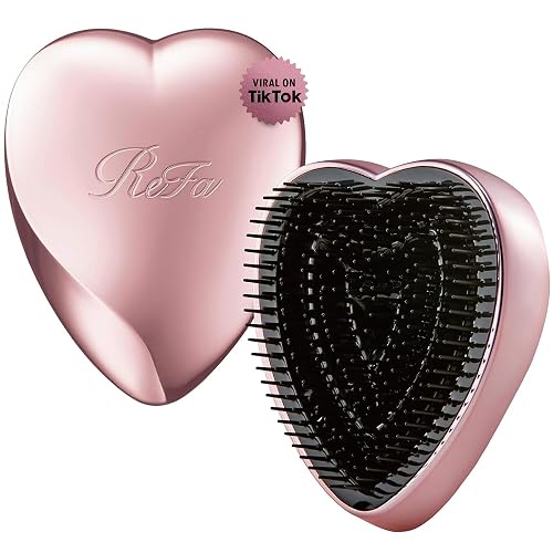 ReFa HEART BRUSH ROSE GOLD | Heart Shaped Detangling Brush for Women | Small Hair Brush for Thick Hair | Hair Detangler Brush Travel - Image 1